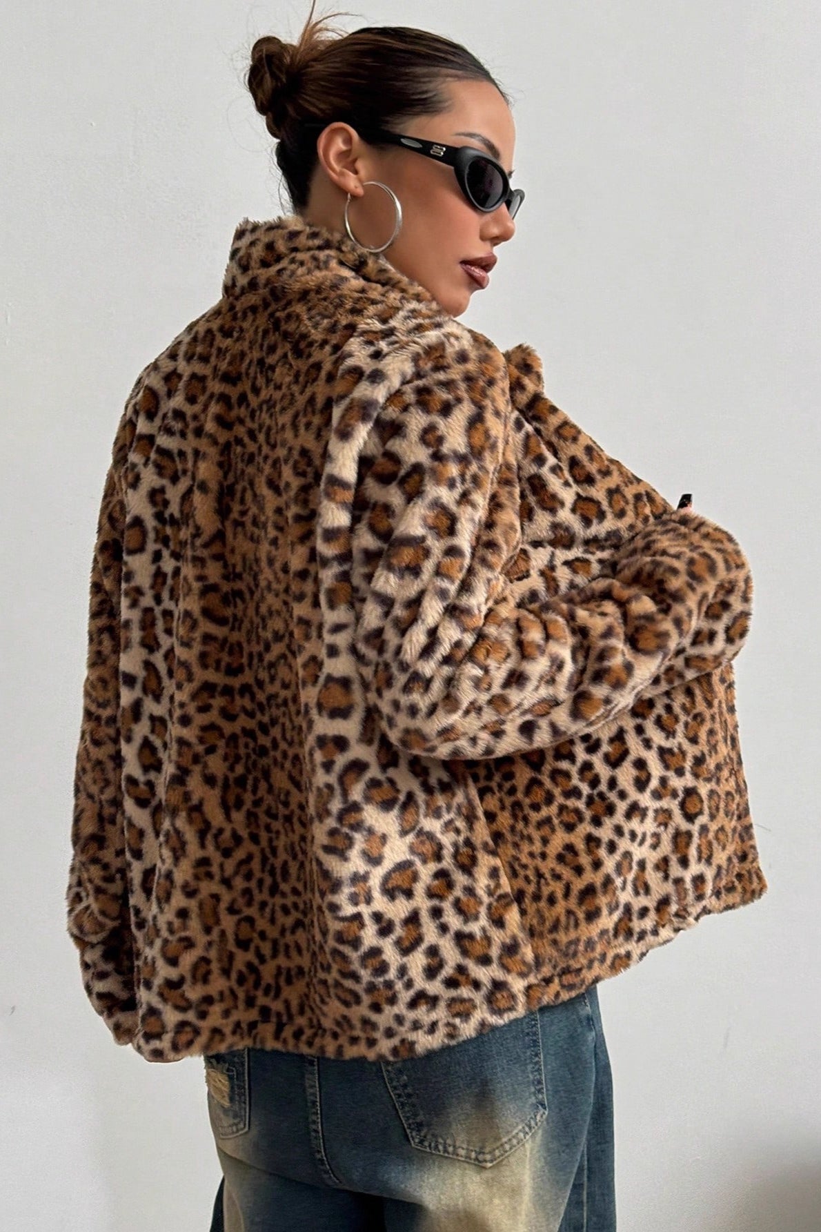 Thickened Leopard Print Lapel Coat