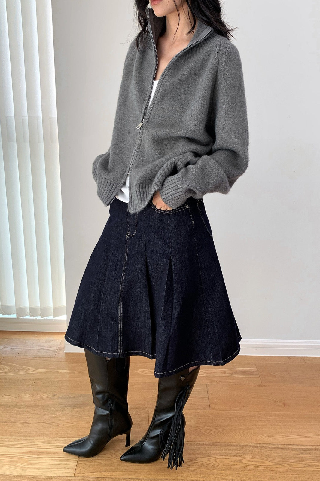 Soft Knit Zipper Cardigan 10