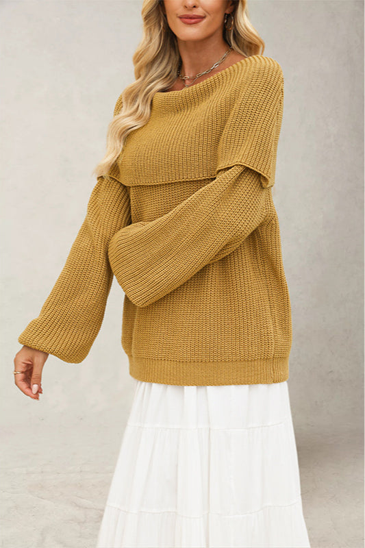 PrincessAce Cozy Loose Fit Off-Shoulder Knit Sweater