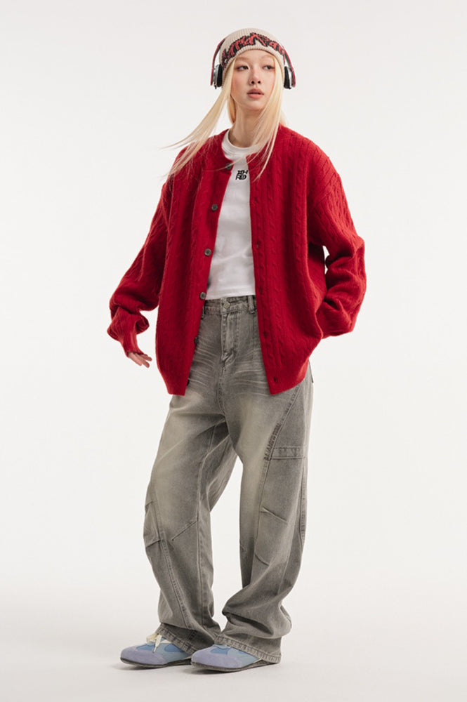 Relaxed Fit Cable Cardigan 14