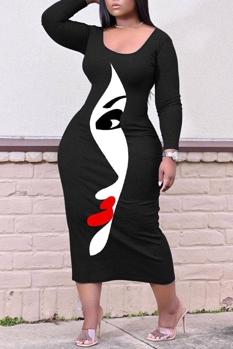 Casual Print Patchwork O Neck Straight Dresses Fashionpara