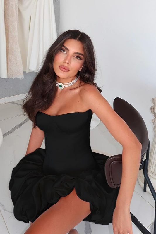 Strapless Ruched A-Line Party Dress - View 7