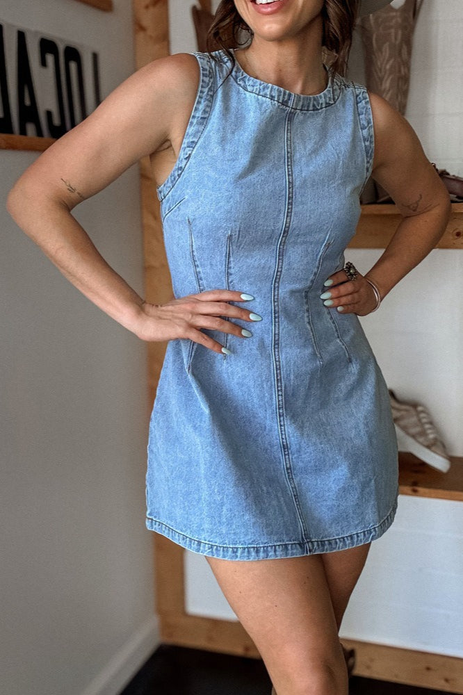 Western Style Slim Denim Dress
