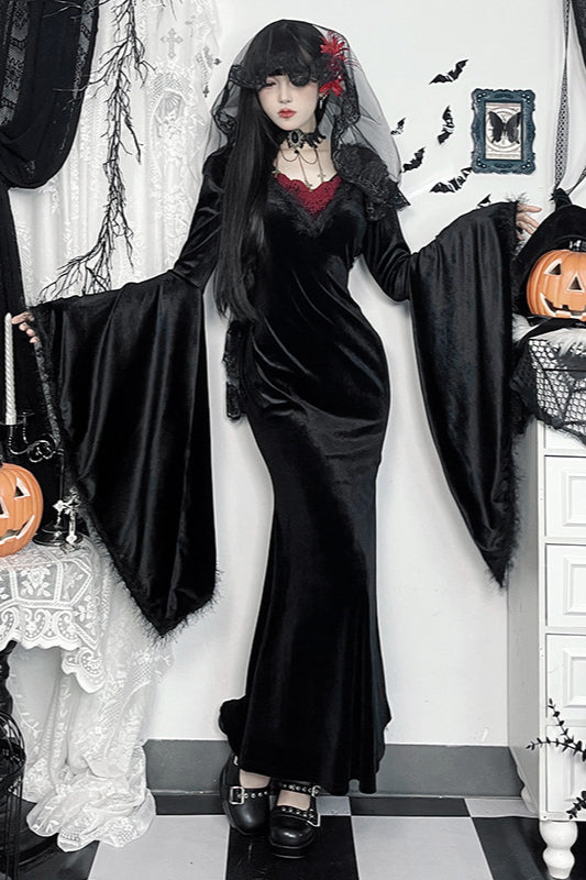 Elegant Open Back Gothic Dress