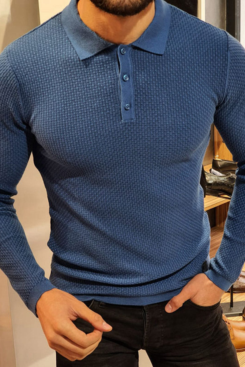 Men's Solid Colour Autumn Polo Shirt Long Sleeve - Fashionpara