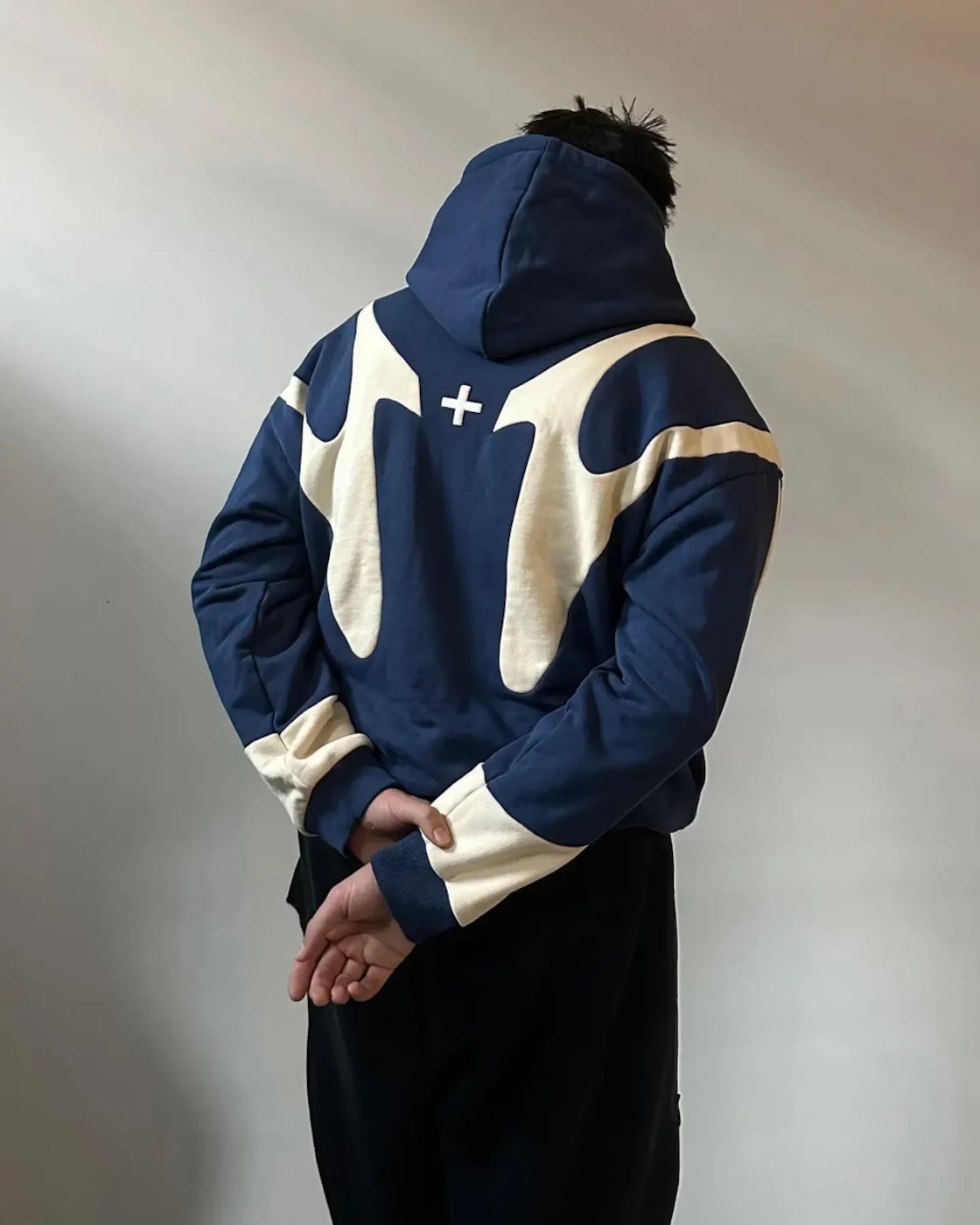 Retro Embroidery Oversized Hoodie BLUE / M
