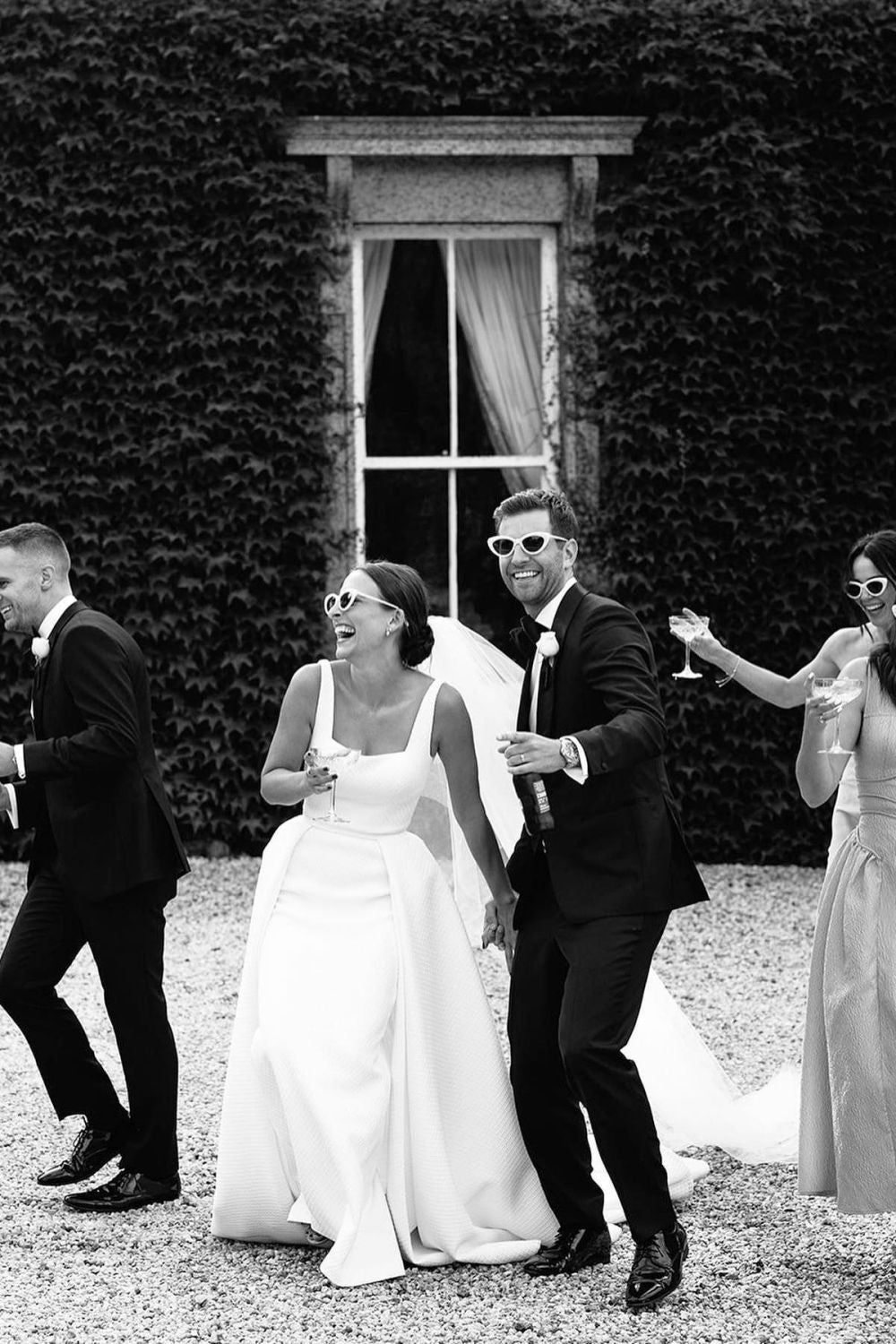 Elegant A Line Square Neck White Long Bridal Party Dress - Fashionpara