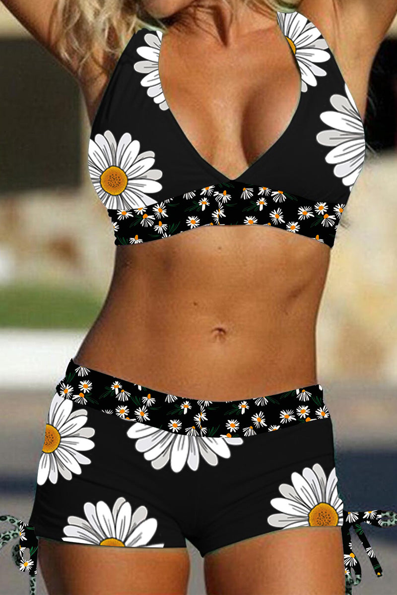Floral Print Top Pants Two Piece Swimwear - Fashionpara
