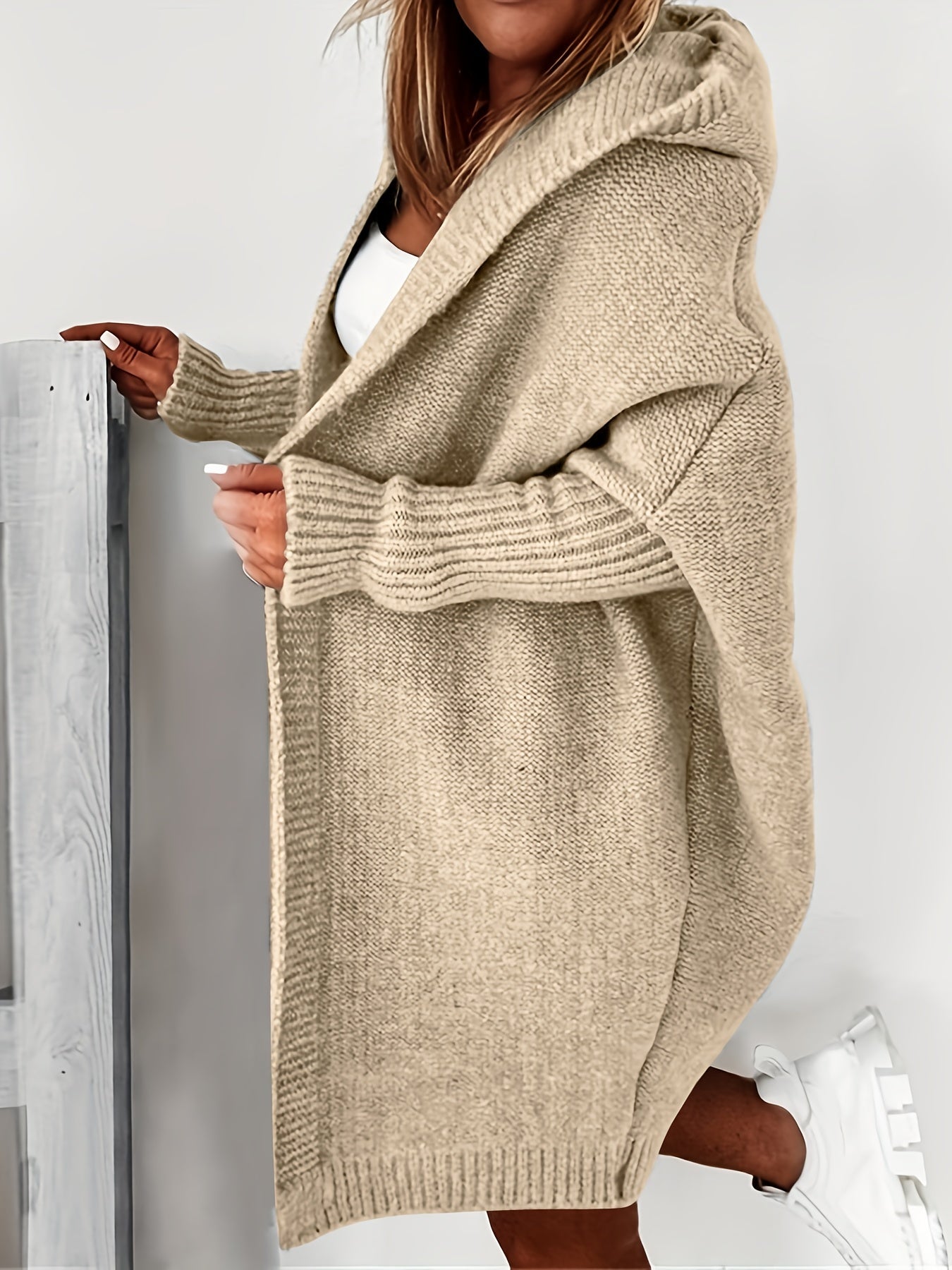 ShoptheCIC Oversized Hooded Knitted Cardigan Coat - Fashionpara