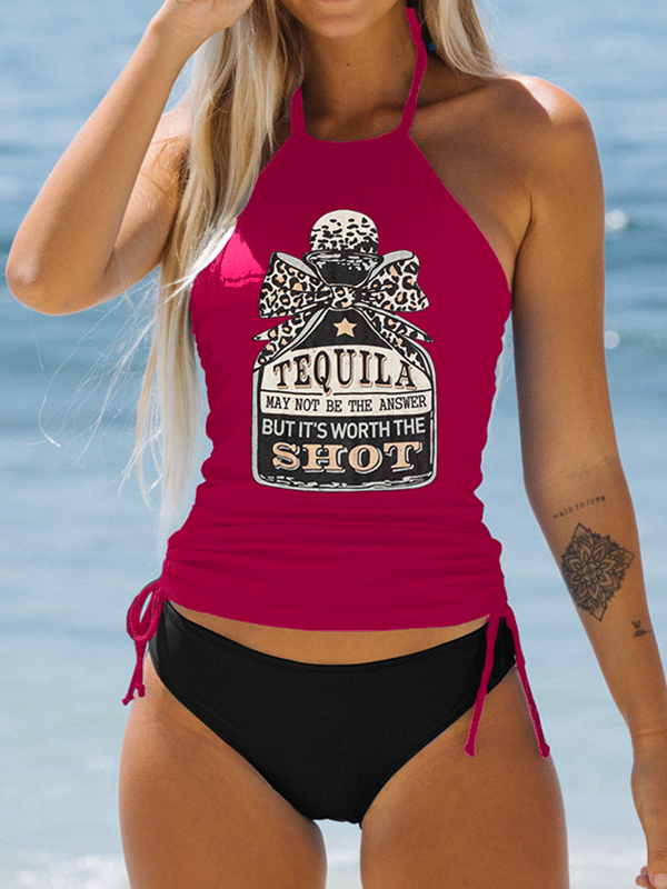 🔥Tequila It's Worth the Shot Leopard Print Two Piece Swimwear - Fashionpara