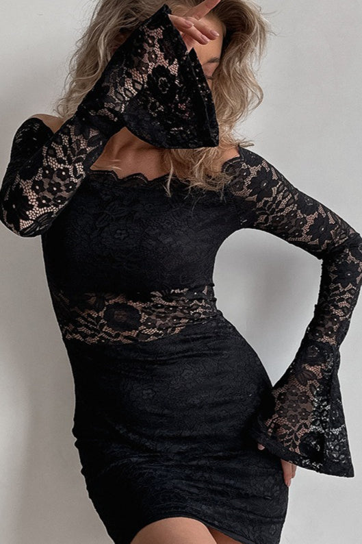 Off Shoulder Lace Bodycon Mini Dress - View 2