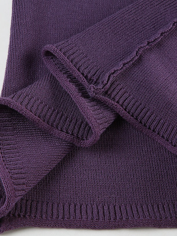 Ribbed Deep V Neck Knit Blouse