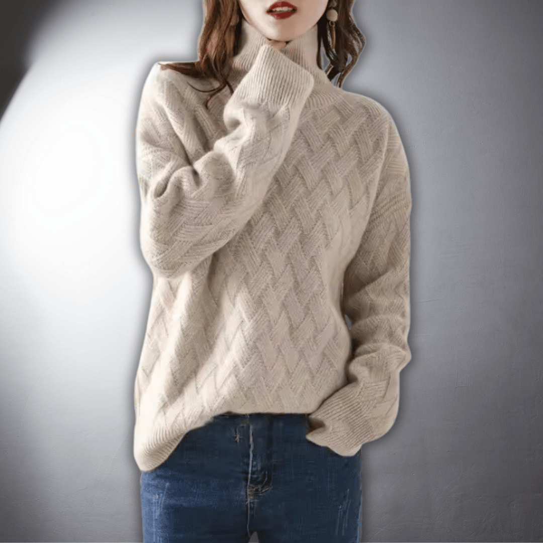 Turtleneck Basket Weave Oversized Sweater 3