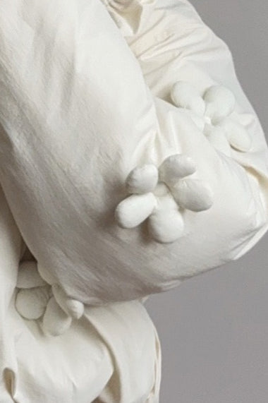 3D Floral Cropped Hooded Puffer Jacket 4