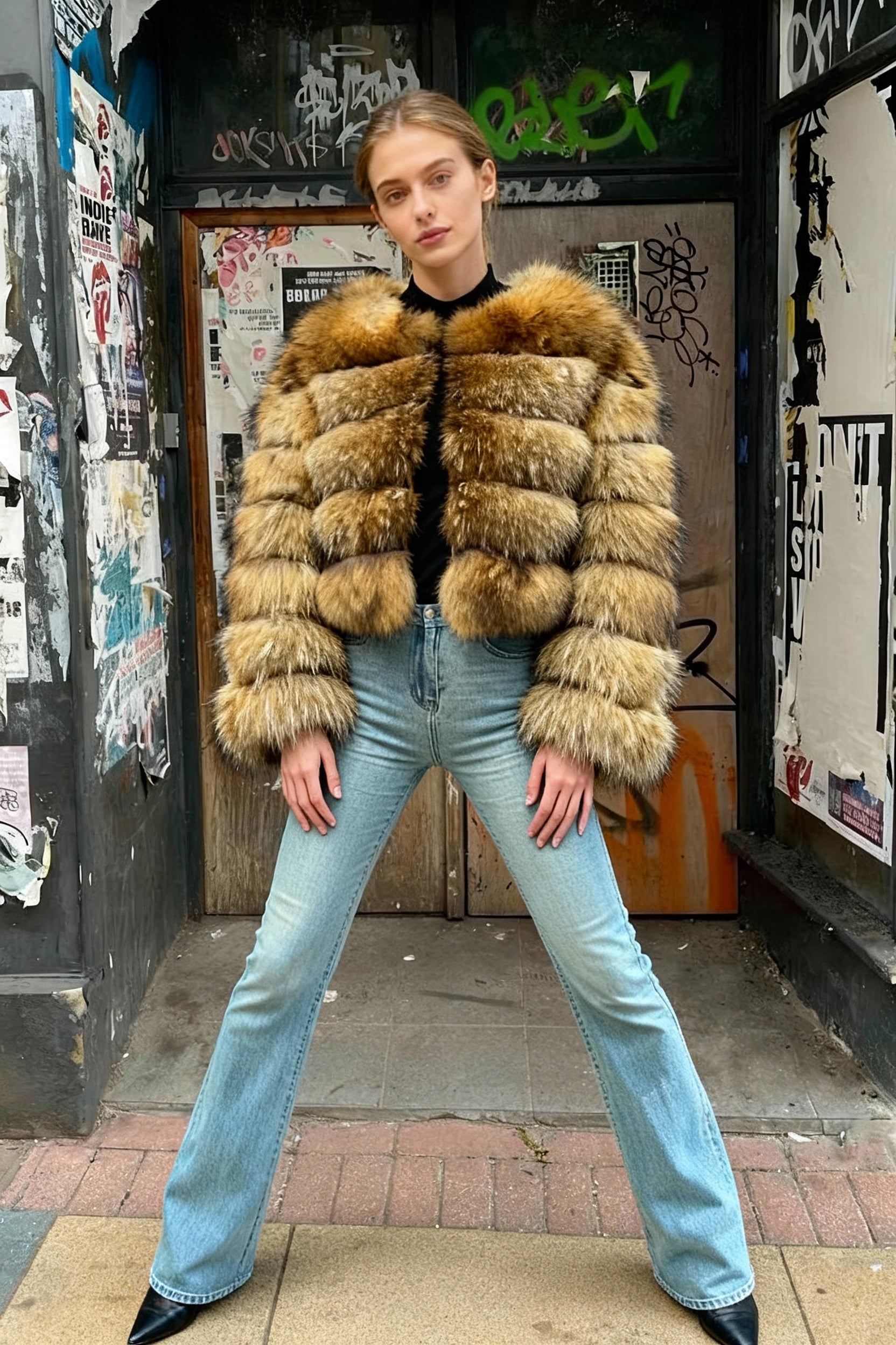 Raccoon Fur Thick Luxury Winter Coat - Fashionpara