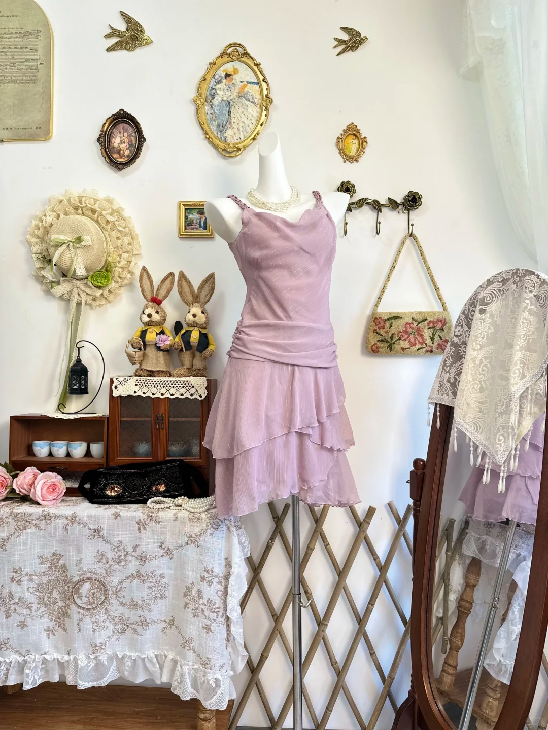 Elegant Spaghetti Straps Purple Chiffon Short Party Dress Formal Graduation Homecoming Dress D307