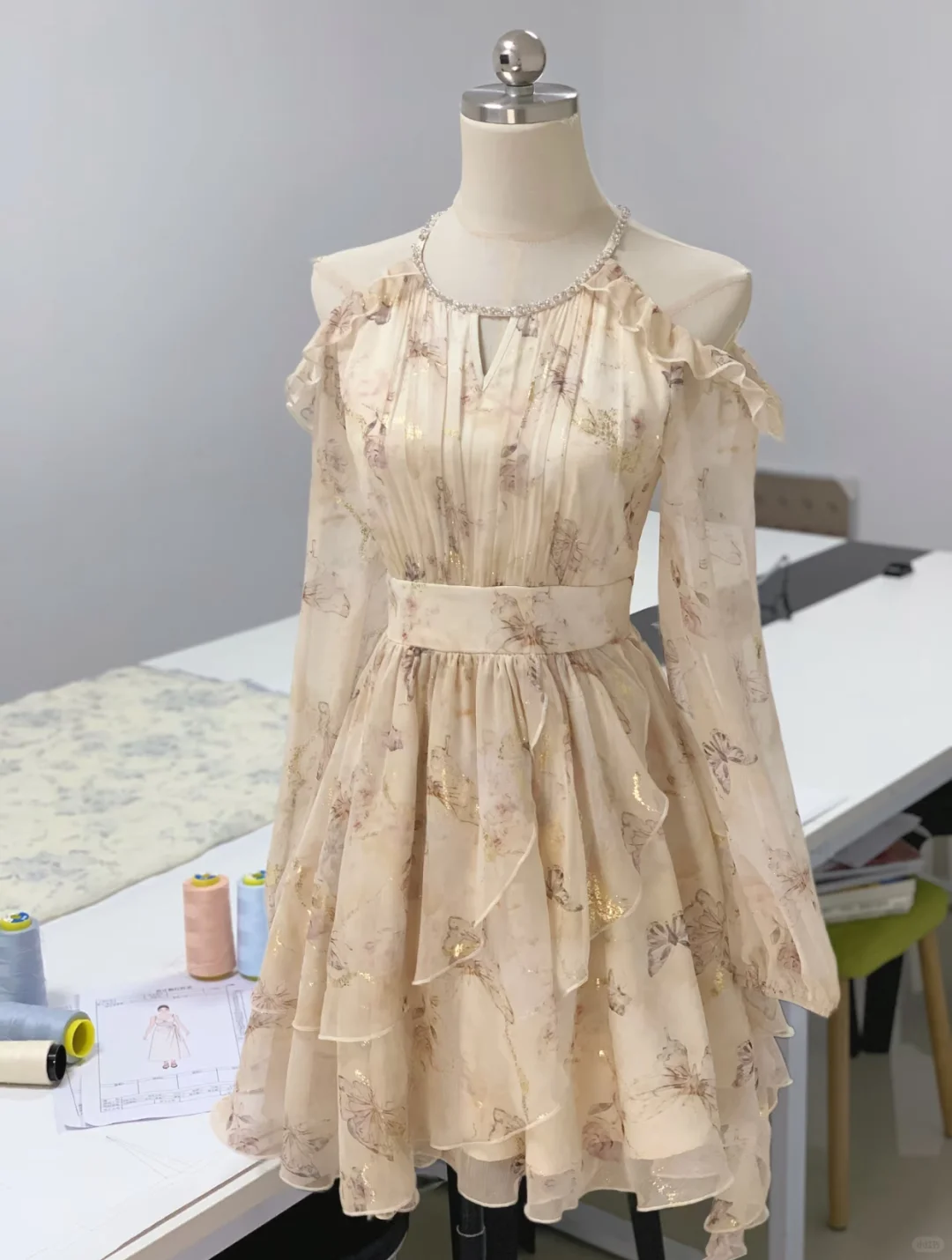 Pretty Chiffon Printed Floral Off The Shoulder Short Party Dress Formal 8th Grade Homecoming Dress D105