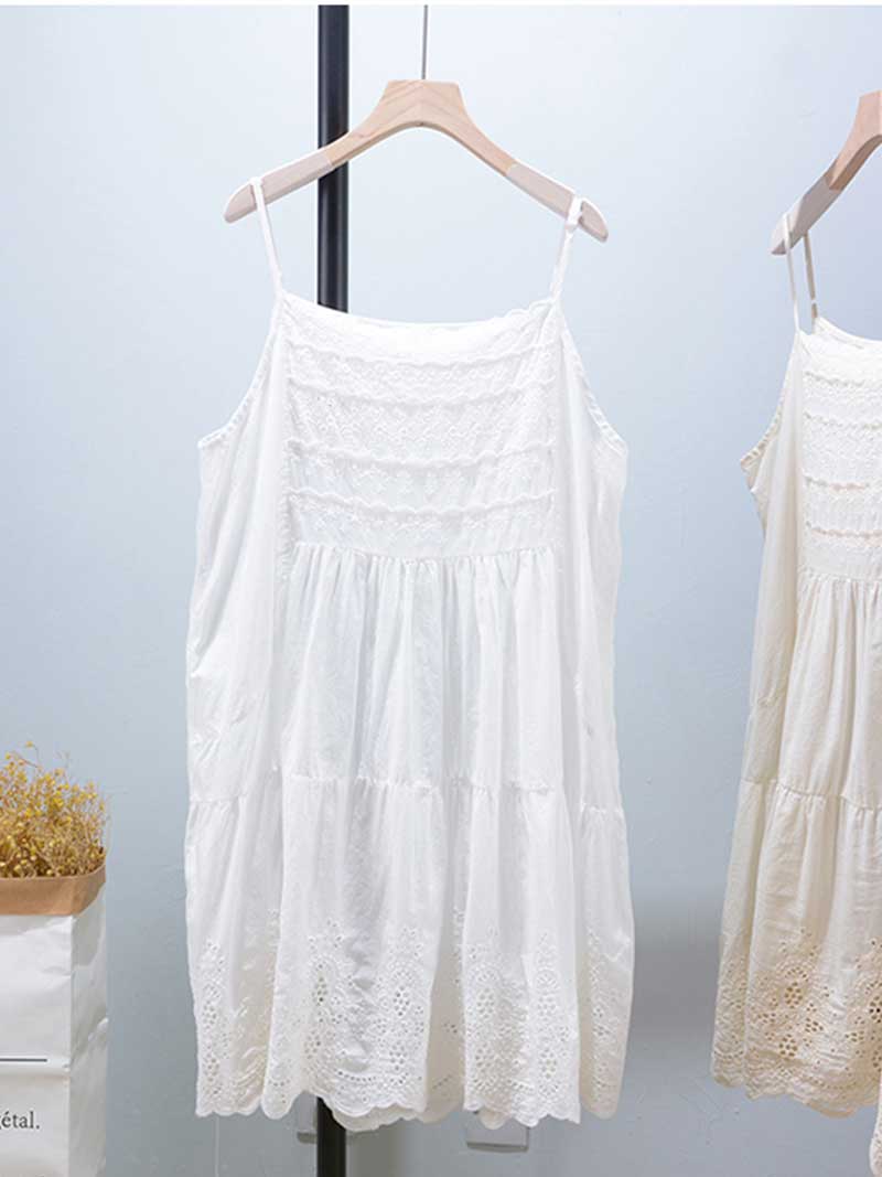 Steal the look Cotton Embroidery Slip Vest - Fashionpara