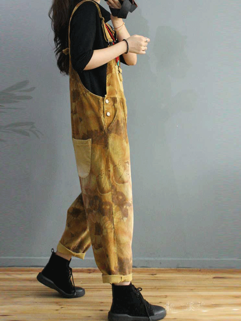 Foggy Season Cotton Tie-Dye Print Overall Dungaree - Fashionpara
