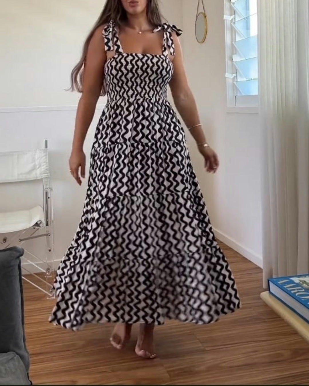 Ethnic Print Tie Maxi Dress - Fashionpara