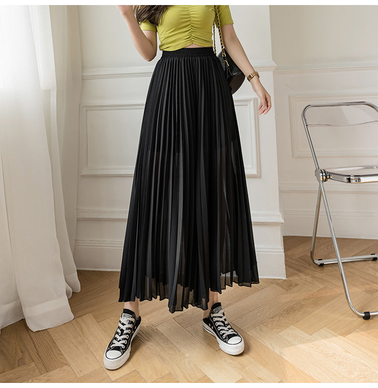 High Waist Loose Thin Pleated Skirts - Fashionpara
