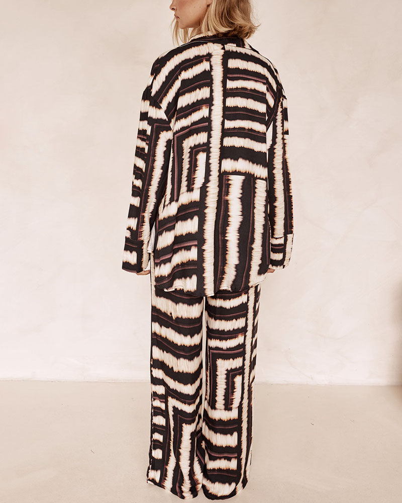 Irregular printed casual two-piece set - Fashionpara