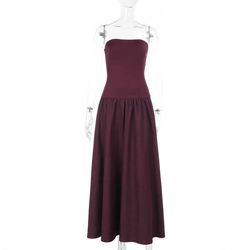 Strapless Shirred Drop-Waist A-Line Maxi Dress 4