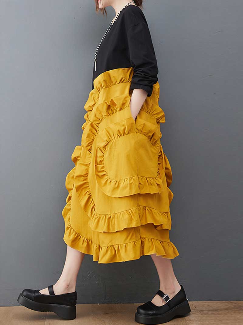 Stylish Ruffle A-Line Dress - Fashionpara