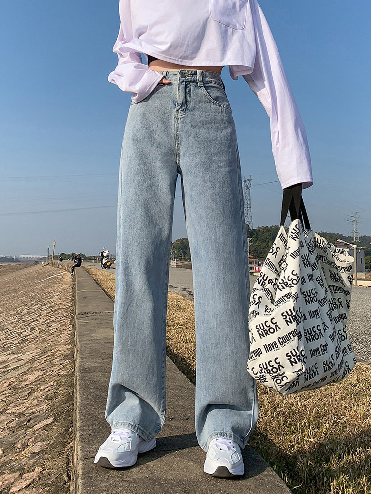 KittenAlarm - High Waist Wide Leg Loose Jeans Pants