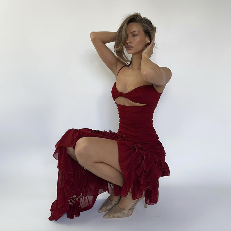 Ruffle Radiance Dress - Red