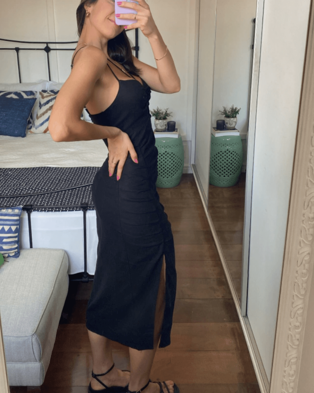 Adjustable Straps Midi Dress - Fashionpara