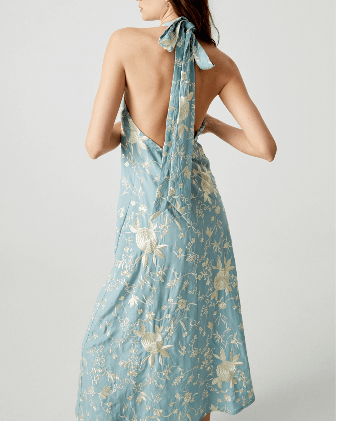 Halter Neck Midi Dress - Fashionpara