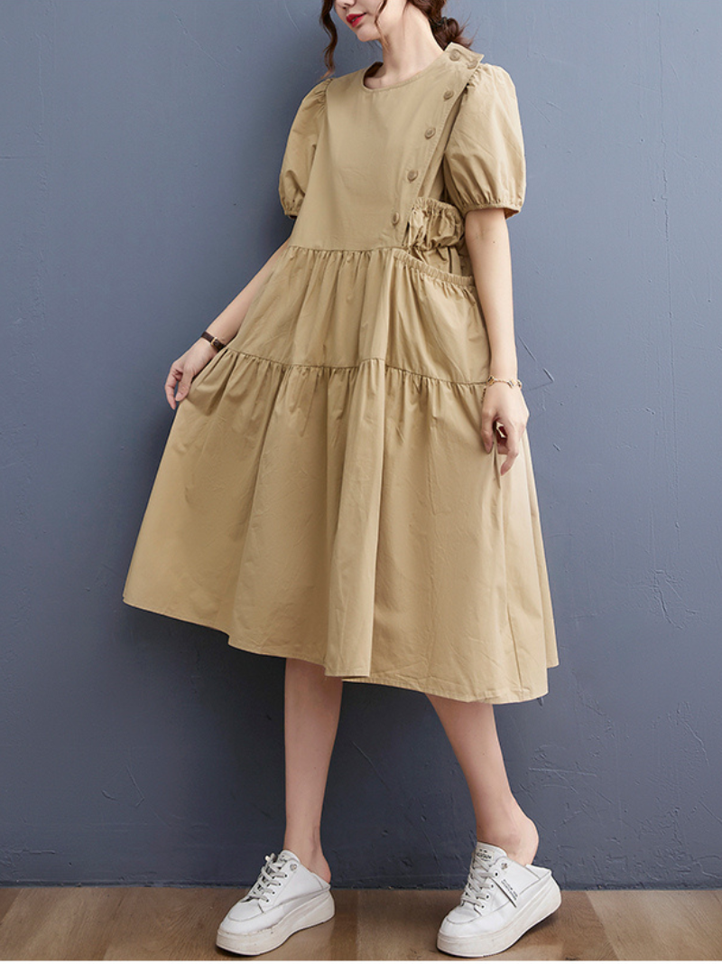 Everybody Love Round Neck Loose A-line Dress - Fashionpara