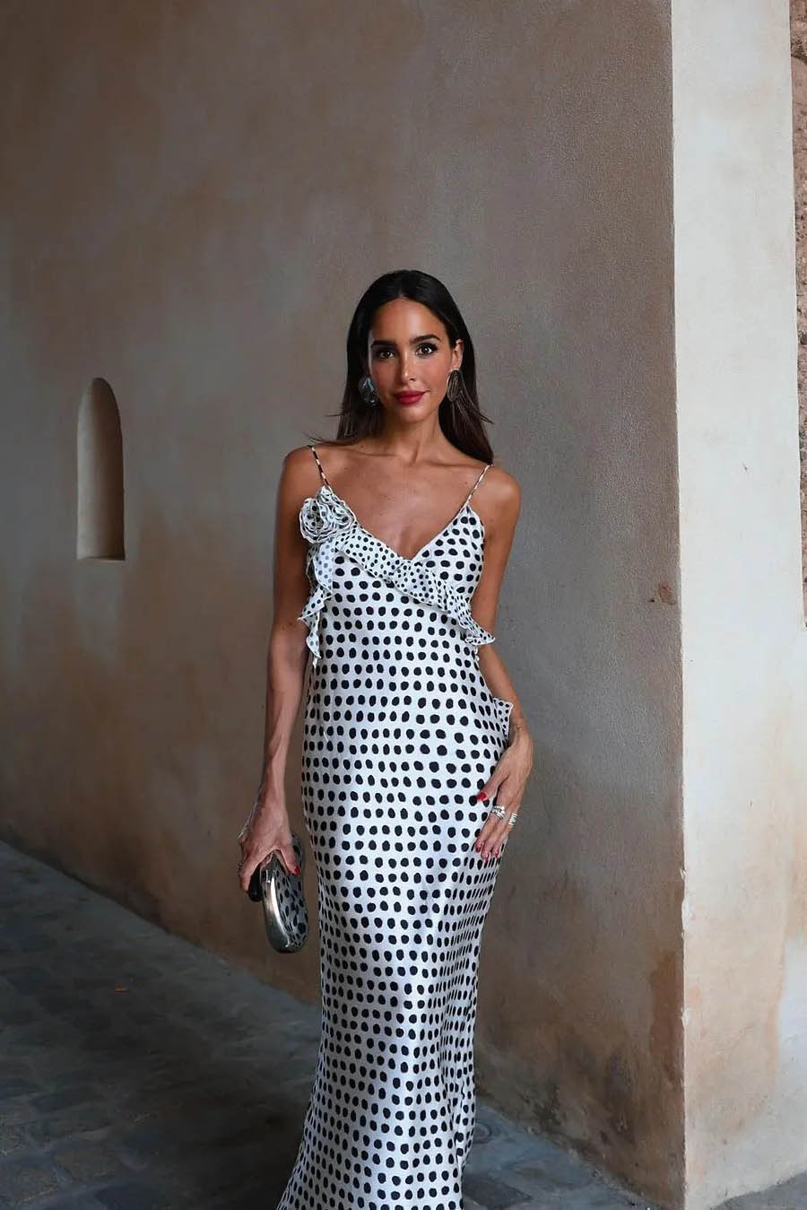 Julia Dotted Guipure Lace Ruffle Strap Maxi Dress - View 5