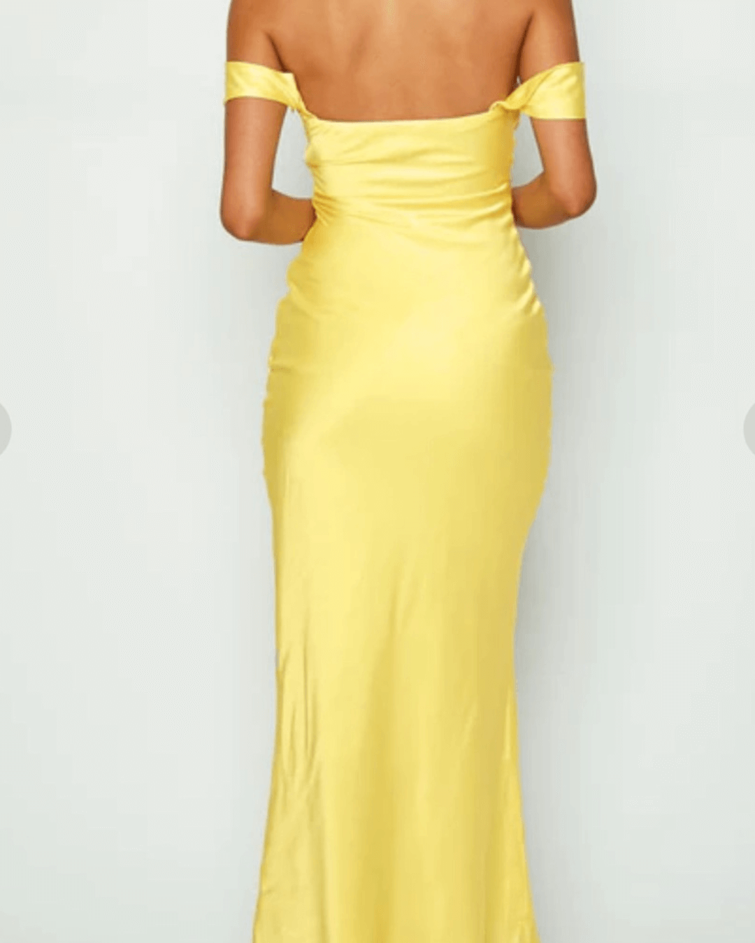 Light Yellow Off Shoulder Formal Maxi Dress - Fashionpara