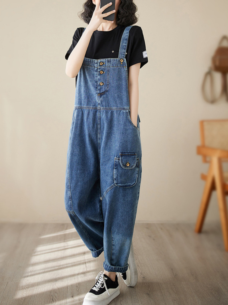 Follow Your Heart Denim High Waist Overall Dungarees - Fashionpara