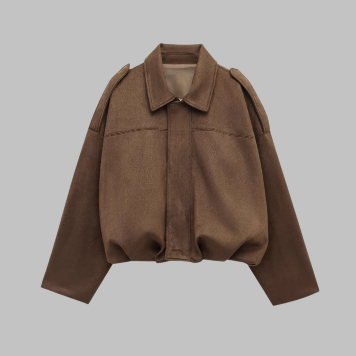 Collared Zip Front Epaulette Oversized Bomber Jacket 2