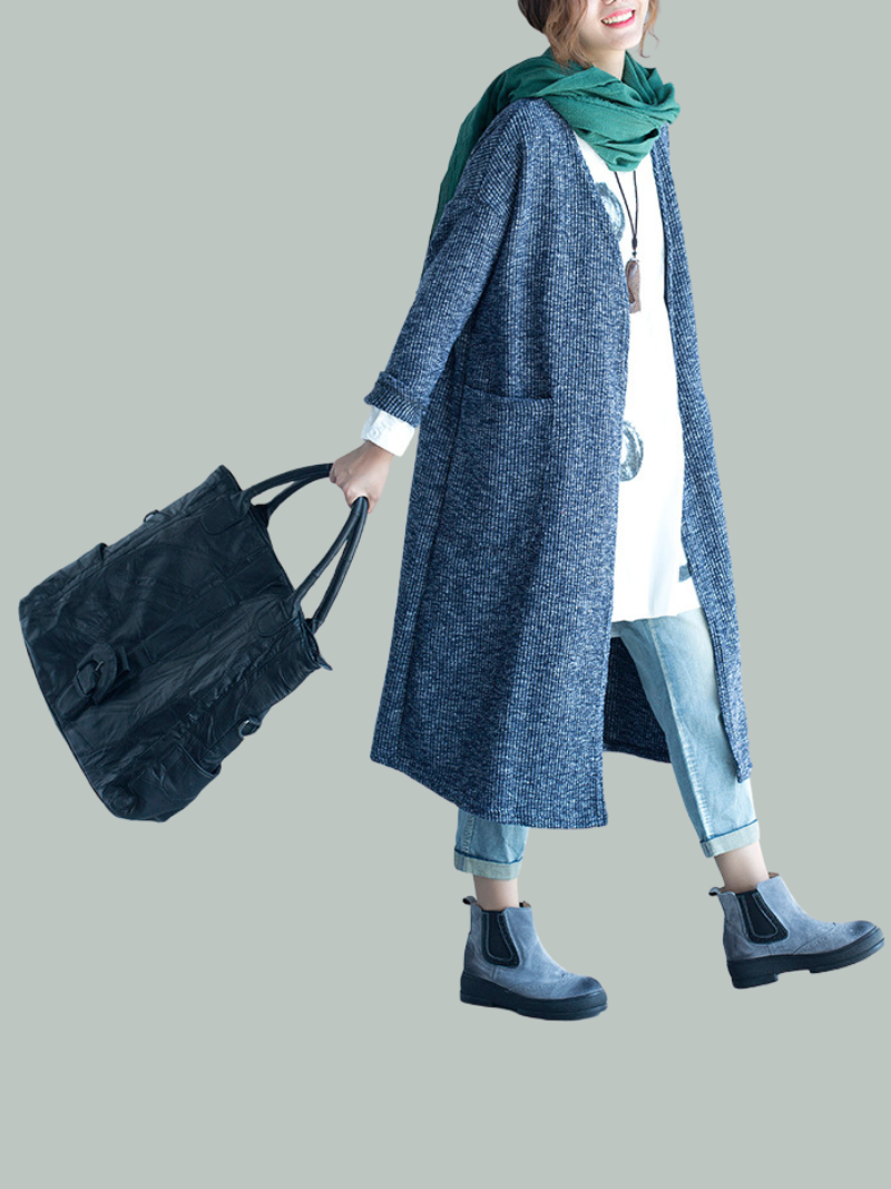 Women Cardigan Mid-Length Fashion Long-Sleeved Loose Thin Coat - Fashionpara