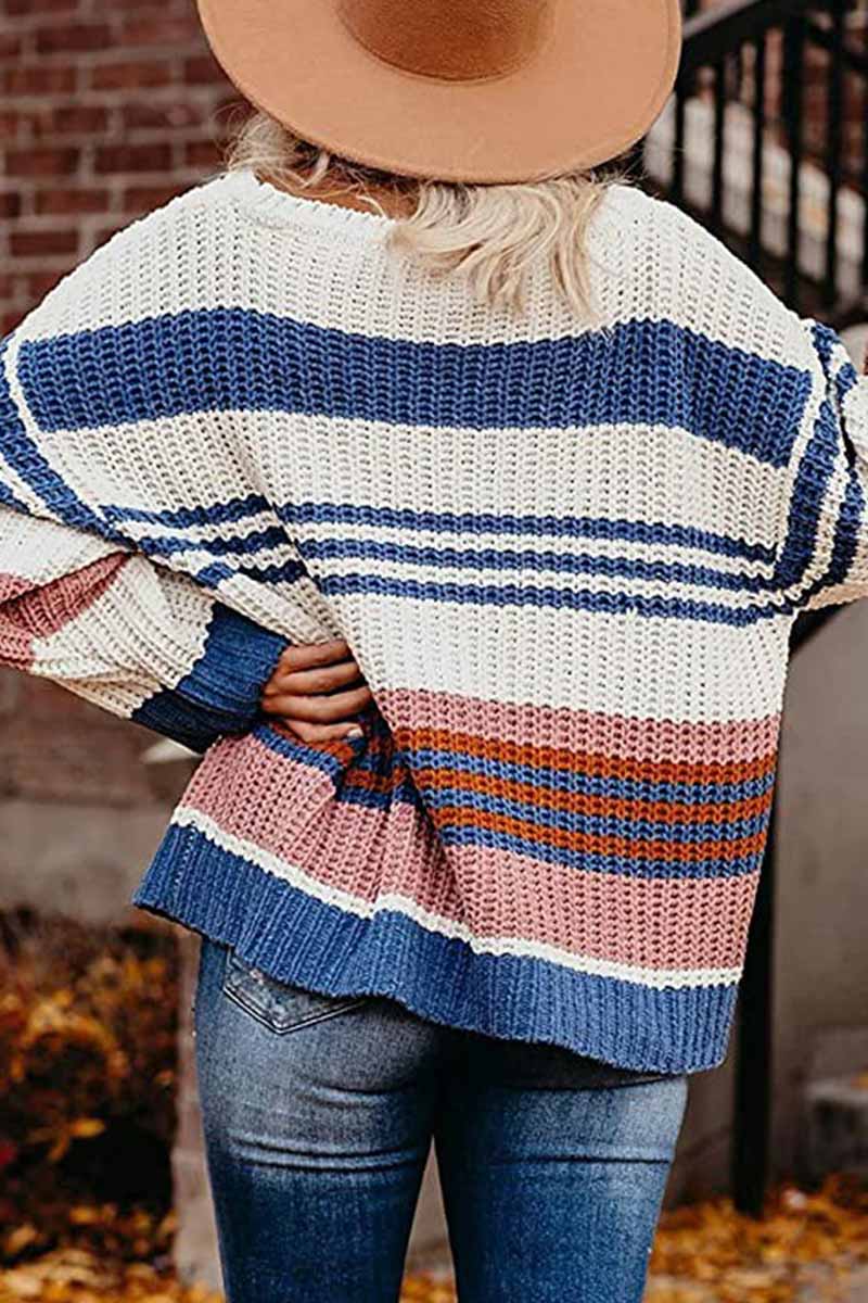 Florcoo Striped Knitted Sweater for Effortless Style