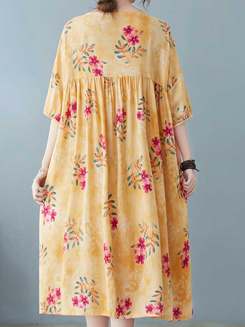 World Around Me Printed Floral Smock Dress - Fashionpara