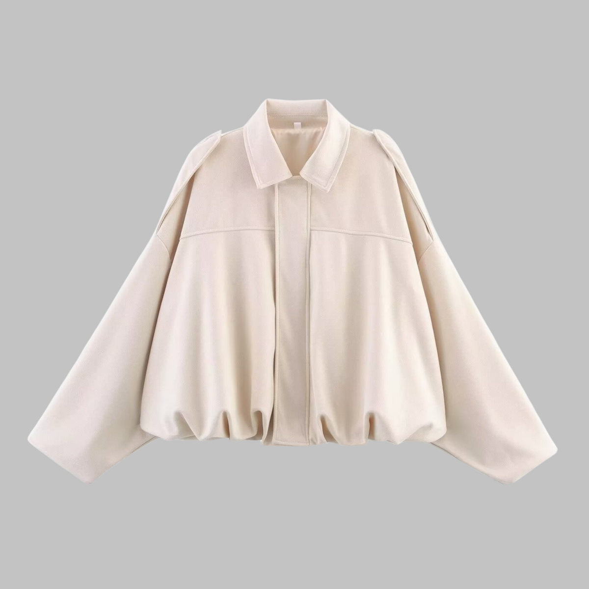 Suede Look Collared Drop Shoulder Bubble Hem Jacket 2