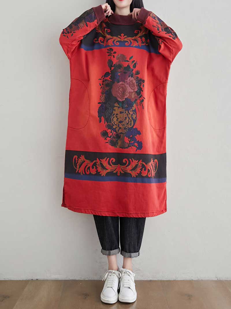 I Won't Give Up High Neck Art Sweater Dress - Fashionpara