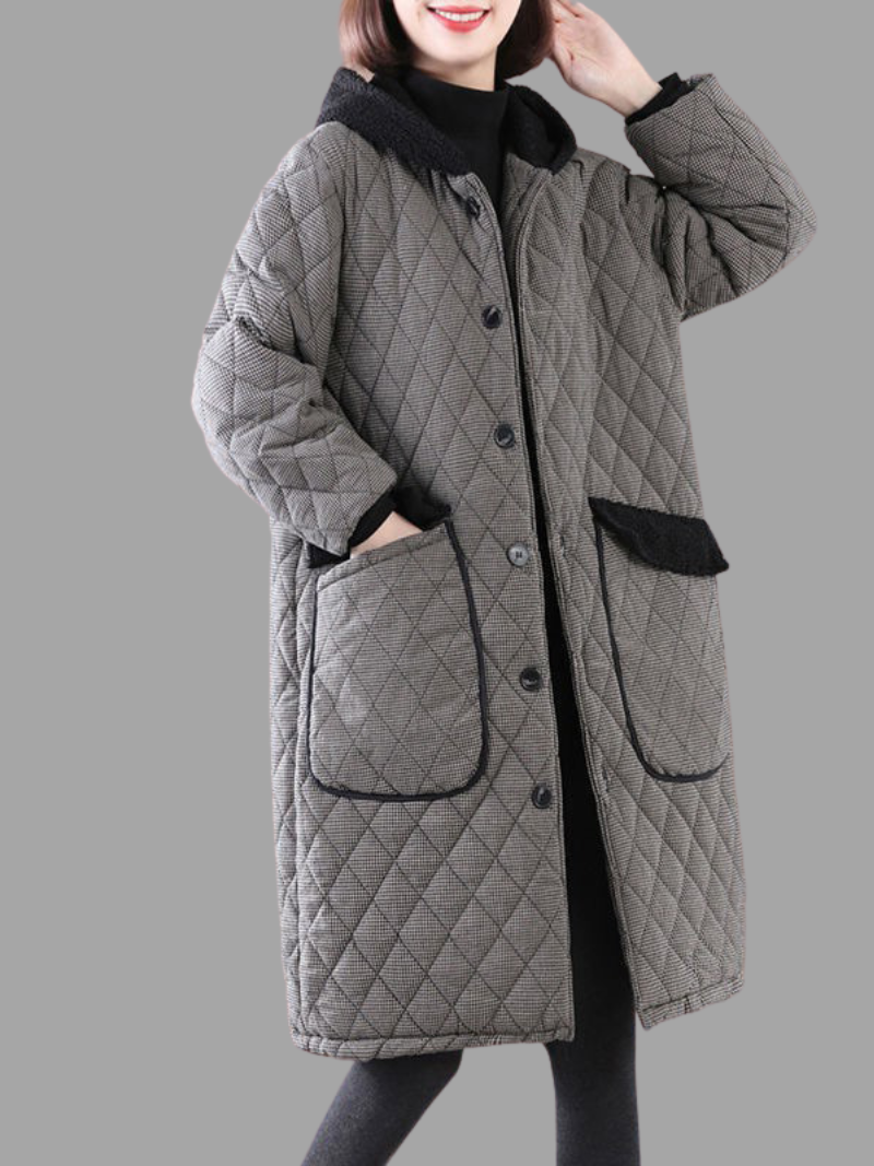 Loose Short Coat with Pocket Midi-Length Button Coat for Women - Fashionpara
