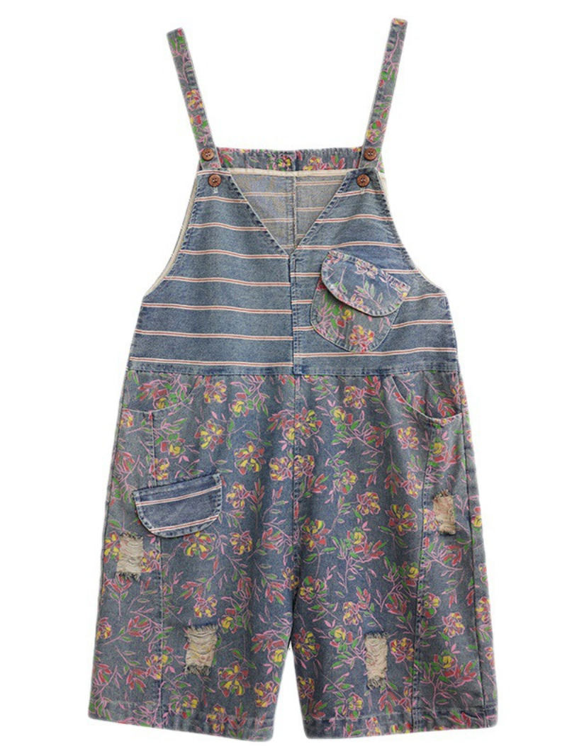Love Yourself Denim High Waist Short Dungarees - Fashionpara