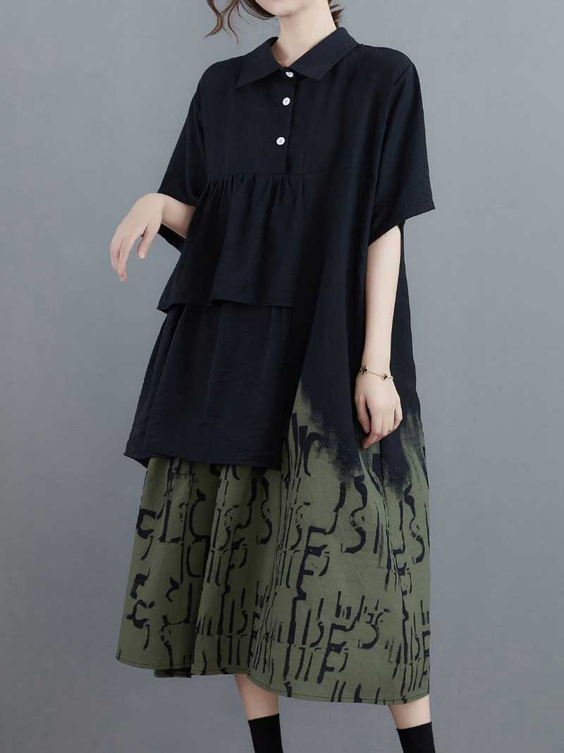 Pendulum Style Contrasting A-Line Shirt Dress 4