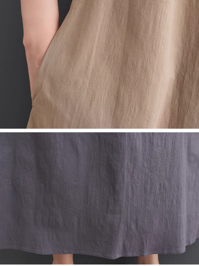 Colorblock Button Front Oversized Short Sleeve Midi Dress - View 4