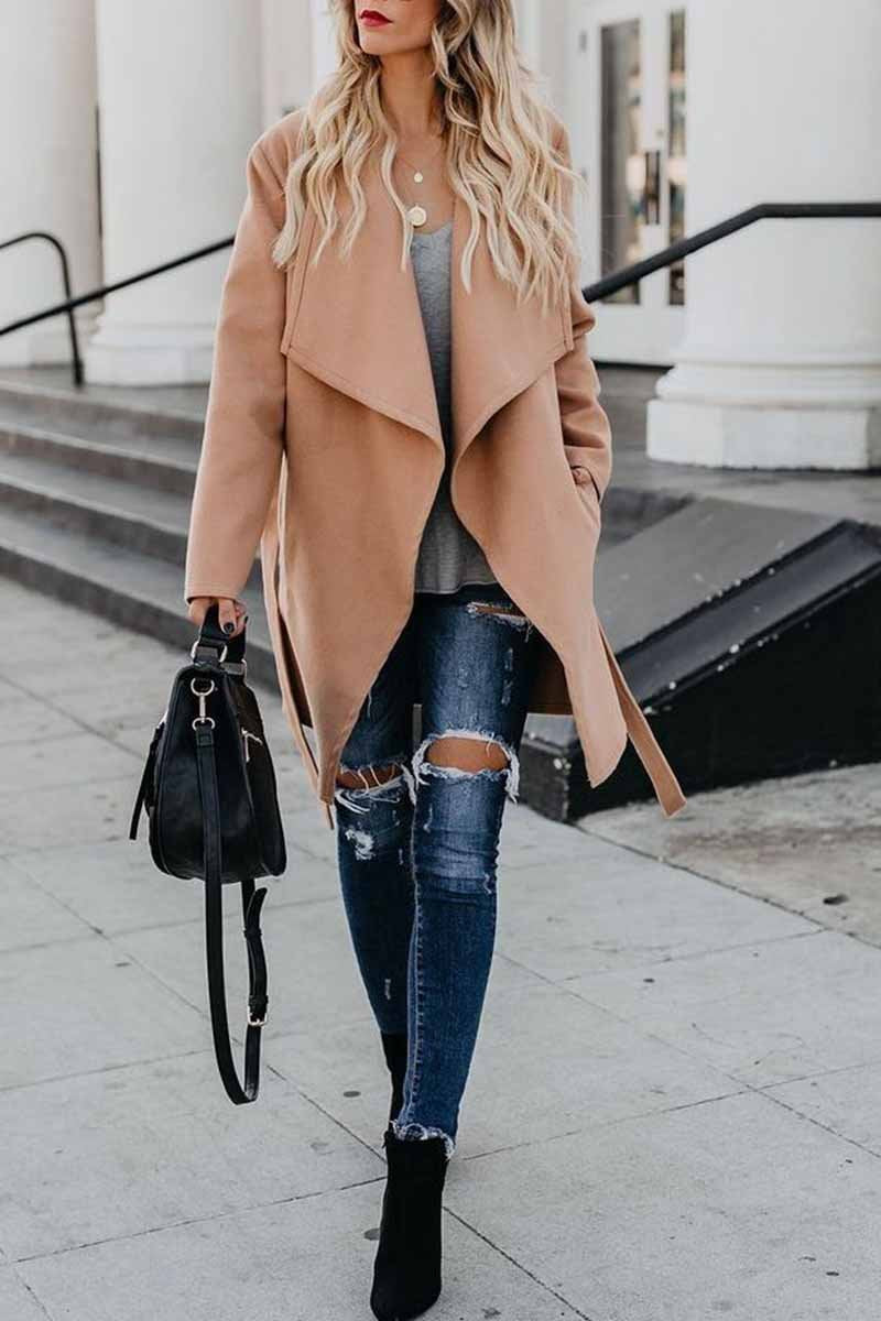 Florcoo Wild Solid Color Trench Coat