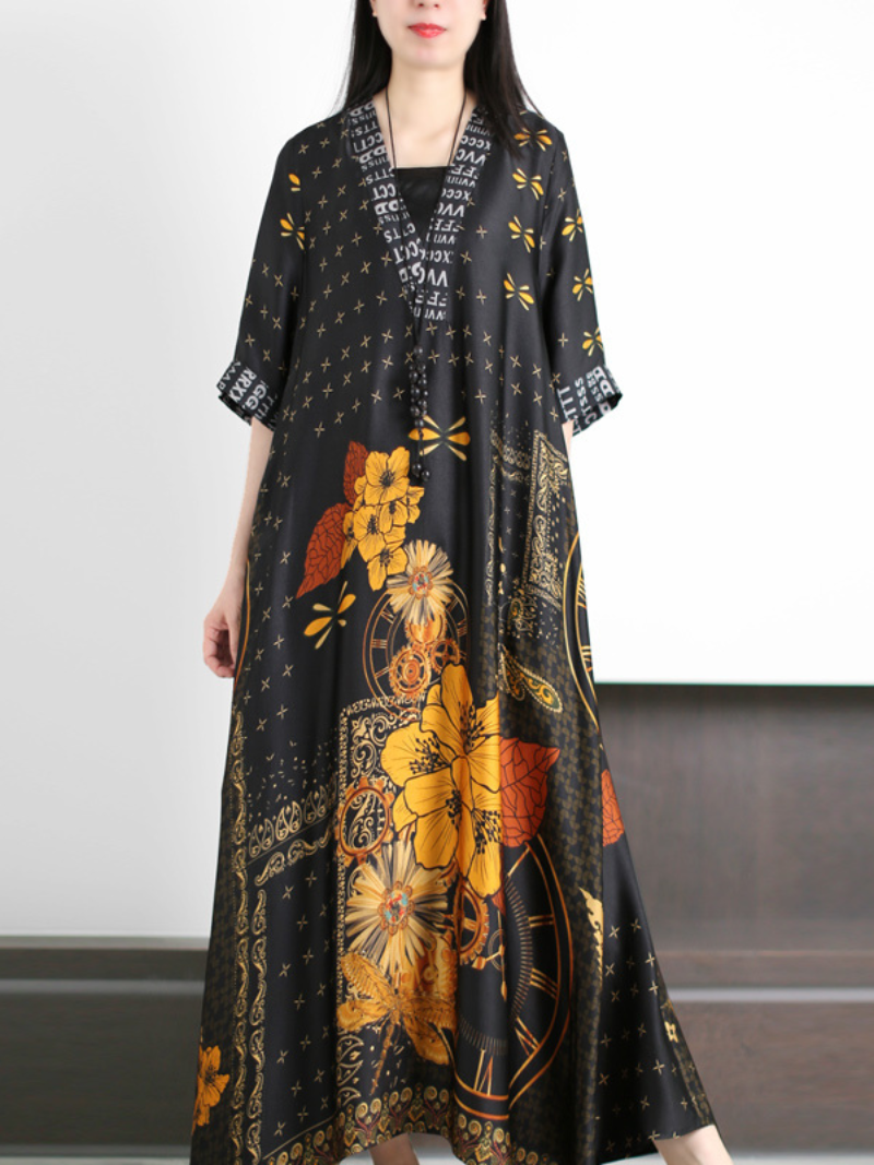 Just My Type Loose V-neck A-line Dress - Fashionpara