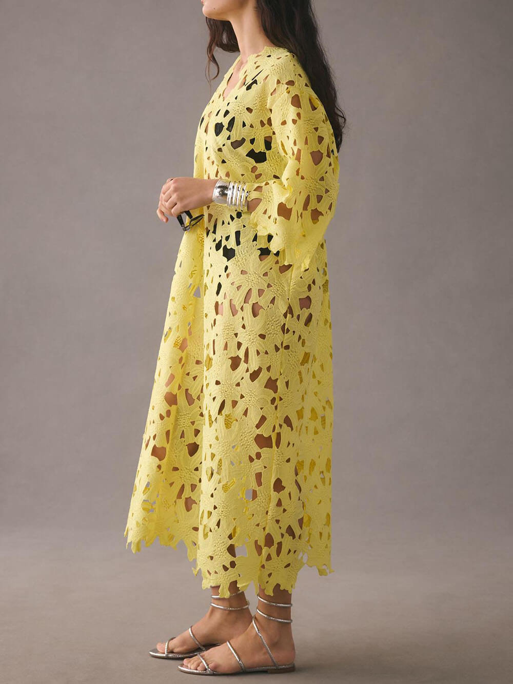 Lace Cover Up Beach Midi Dress - Fashionpara