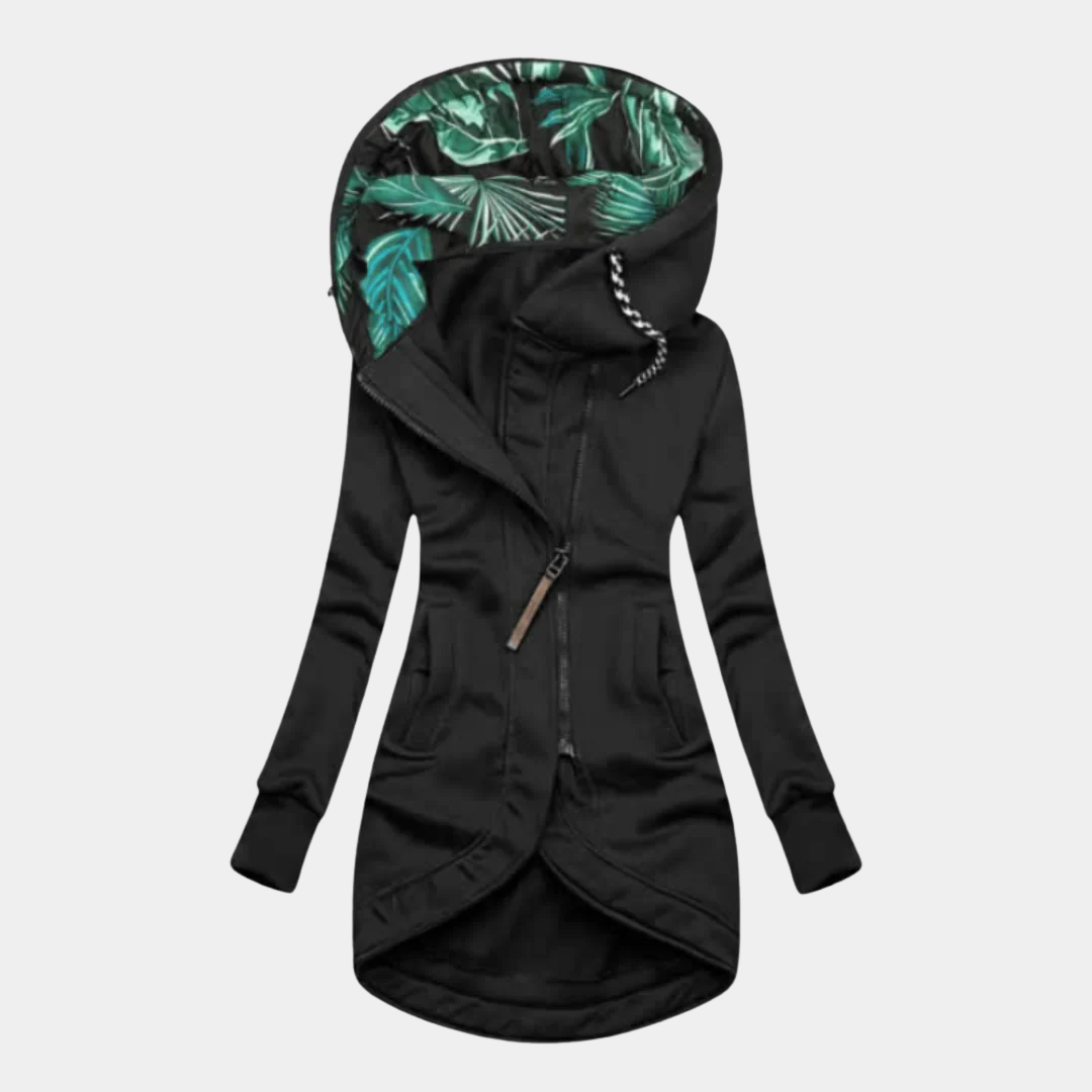 Hooded Zip Front Drawstring Longline Jacket 4